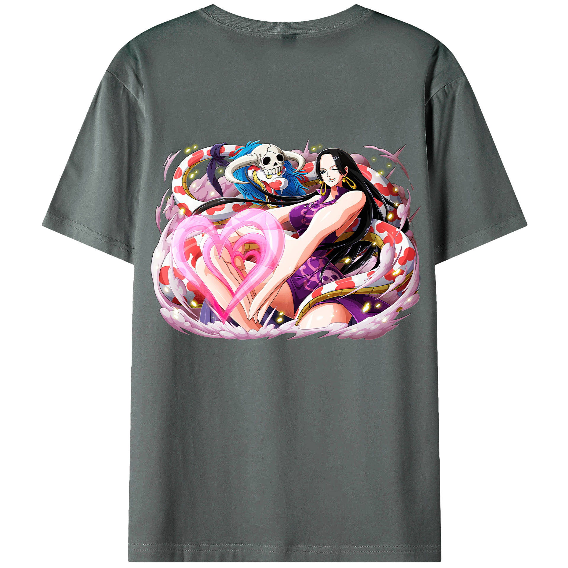 ワンピース ボア・ハンコック ONE PIECE Boa·Hancock 綿100％ メンズ半袖Tシャツ（バックプリント） 通気性